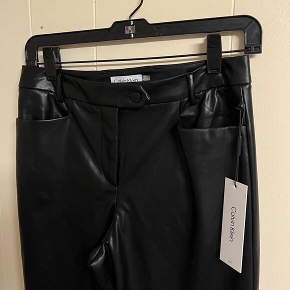 NWT Calvin Klein Faux Leather Suit Pants Sz 2 Small - Picture 3 of 12